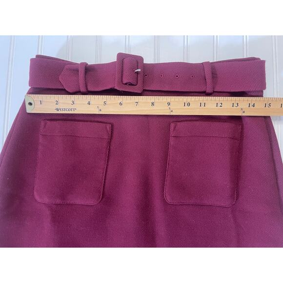 NWT Loft Belted Patch Pocket Skirt Wine Color - Size Women's 0 - Picture 4 of 7